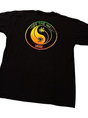 🛹😎Vans Men’s Black Yin Yang Palm Coastal Skater Short Sleeve Casual Tee | XL